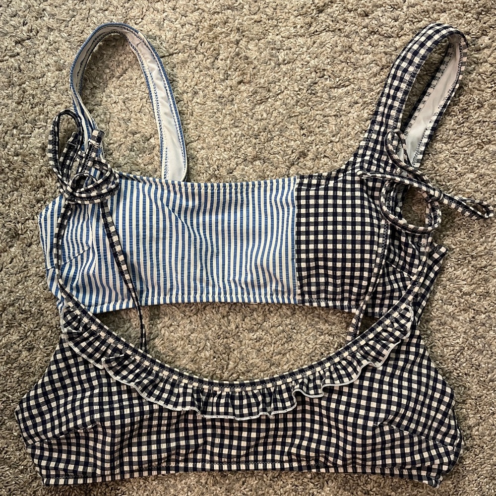 Aerie Navy/ Blue Gingham Bikini Tops